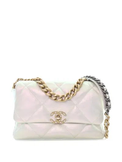 Pre-owned Chanel 2021 Large Iridescent Lambskin 19 Flap Satchel