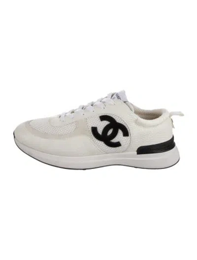 Pre-owned Chanel 2021 Leather Athletic Sneakers In White