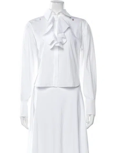 Pre-owned Chanel 2021 Long Sleeve Blouse In White