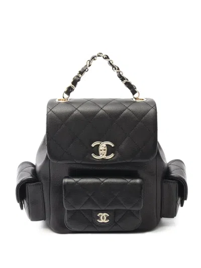 Pre-owned Chanel 2021 Matelassé Backpack In Black