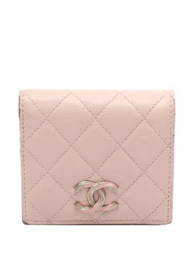 Pre-owned Chanel 2021 Matelassé Bi-fold Wallet In Pink