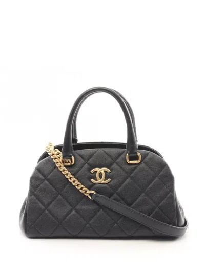 Pre-owned Chanel 2021 Matelasse Bowling Tote Bag In 黑色
