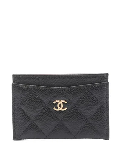 Pre-owned Chanel 2021 Matelassé Card Case In Black