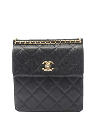 Pre-owned Chanel 2021 Matelasse Caviar Backpack In Black