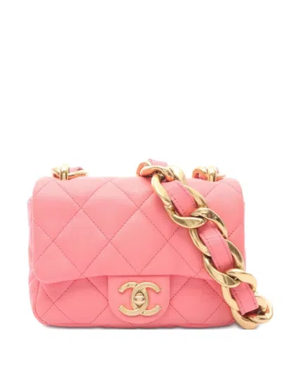 Pre-owned Chanel 2021 Matelassé Chain Bag In Pink