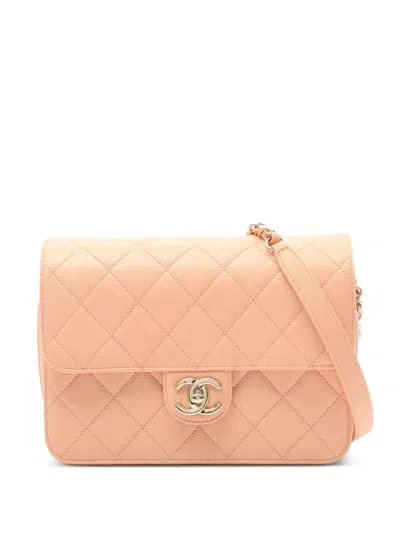 Pre-owned Chanel 2021 Matelasse Chain Caviar Skin Shoulder Bag In Neutral