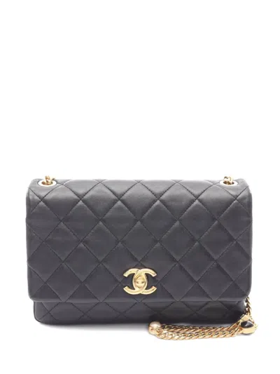 Pre-owned Chanel 2021 Matelassé Chain Shoulder Bag In Black