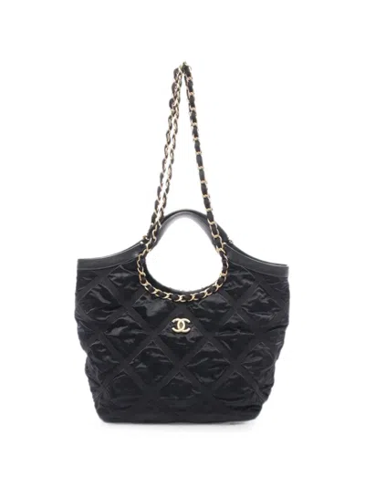 Pre-owned Chanel 2021 Matelassé Chain Tote Bag In Black