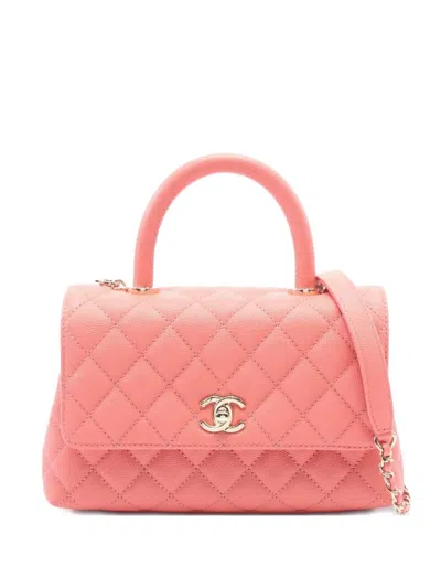 Pre-owned Chanel 2021 Matelasse Coco Handle Handbag In Pink
