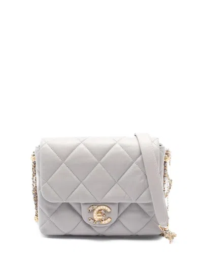 Pre-owned Chanel 2021 Matelassé Cross Body Bag In Grey