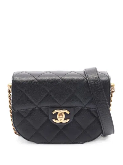 Pre-owned Chanel 2021 Matelassé Flap Mini Bag In Black