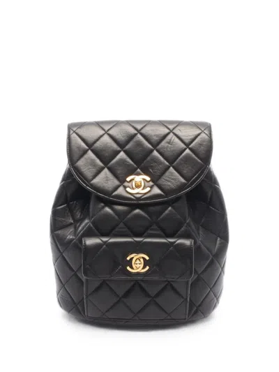 Pre-owned Chanel 2021 Matelasse Quilted Backpack In Black