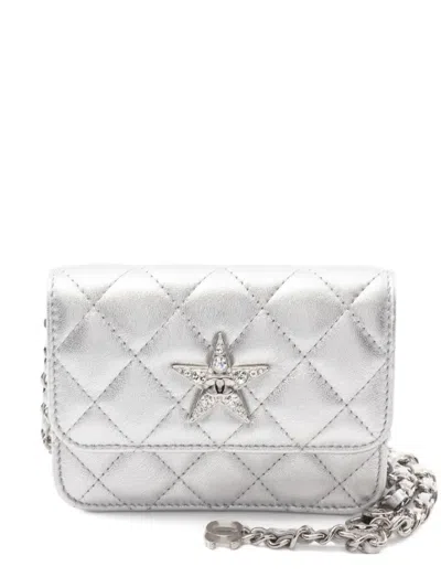 Pre-owned Chanel 2021 Matelasse Star Chain Shoulder Bag In Silver