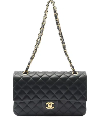 Pre-owned Chanel 2021 Matelassé W Flap Chain Shoulder Bag In Black