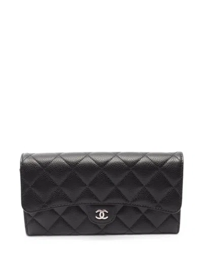 Pre-owned Chanel 2021 Matelassé Wallet In Black