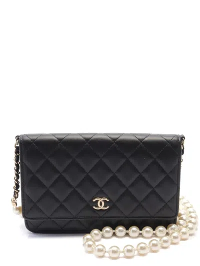 Pre-owned Chanel 2021 Matelassé Wallet-on-chain In Black