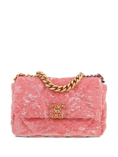 Pre-owned Chanel 2021 Medium  19 Shoulder Bag In Pink