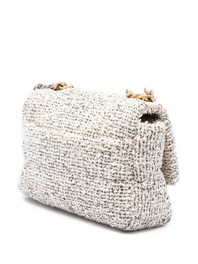 Pre-owned Chanel 2021 Medium Tweed 19 Flap Satchel In Brown