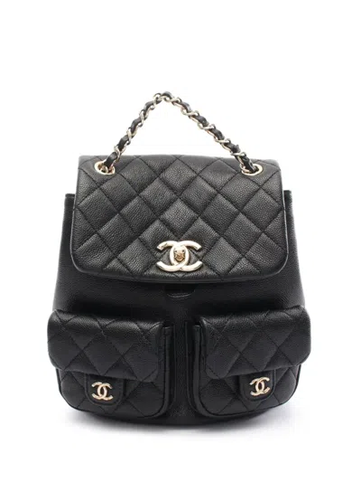 Pre-owned Chanel 2021 Metalasse Chain-link Backpack In 黑色