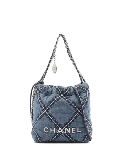 Pre-owned Chanel 2021 Mini 22 Shoulder Bag In Blue
