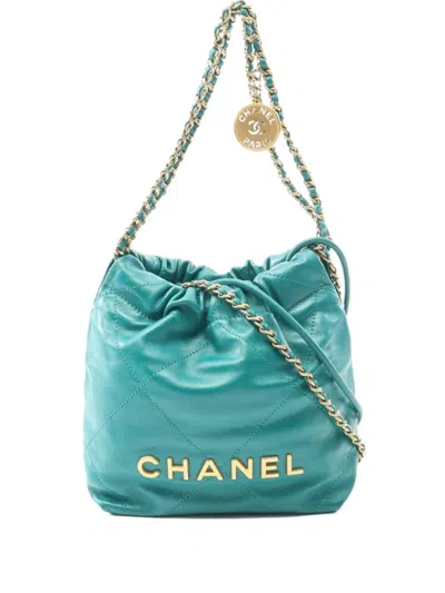 Pre-owned Chanel 2021 Mini 22 Shoulder Bag In Green
