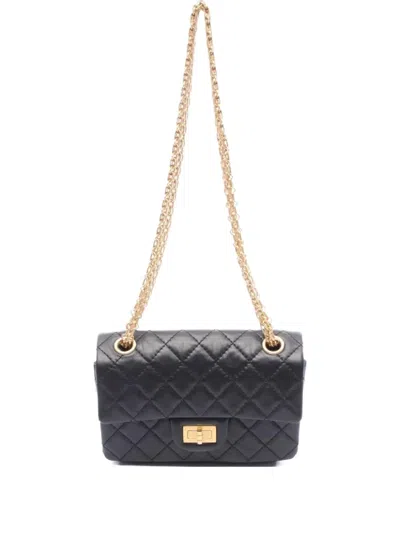 Pre-owned Chanel 2021 Mini 2.55 Matelasse Shoulder Bag In Black