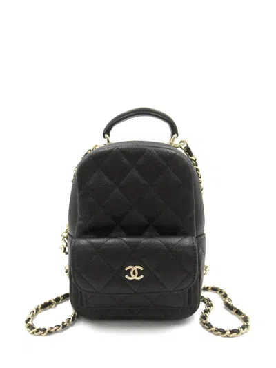 Pre-owned Chanel 2021 Mini Cc Backpack In Black