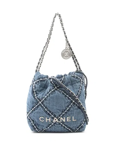 Pre-owned Chanel 2021 Mini  22 Shoulder Bag In Blue