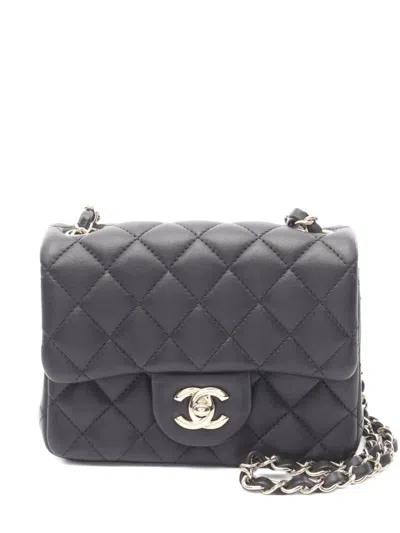 Pre-owned Chanel 2021 Mini Classic Flap Shoulder Bag In Black