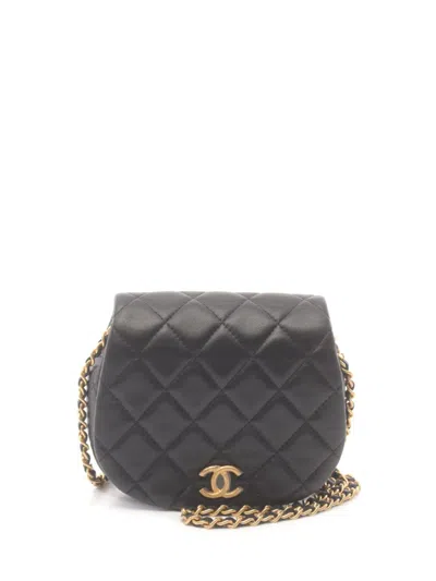 Pre-owned Chanel 2021 Mini Coco Mail Shoulder Bag In Black