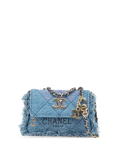 Pre-owned Chanel 2021 Mini Denim Mood Clutch With Chain Crossbody Bag