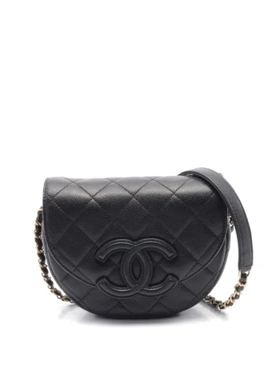 Pre-owned Chanel 2021 Mini Diamond-quilted Cross Body Bag In Black