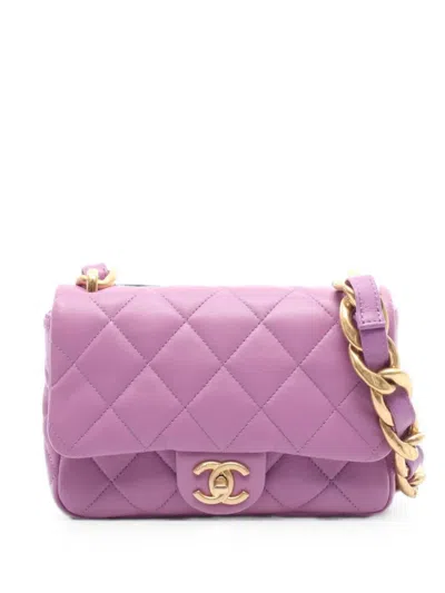 Pre-owned Chanel 2021 Mini Funky Town Flap Shoulder Bag In Purple