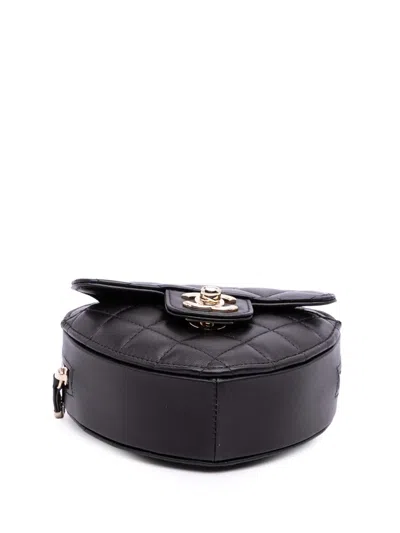 Pre-owned Chanel 2021 Mini Lambskin Cc In Love Heart Crossbody Bag In Black