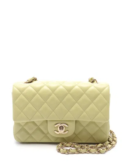 Pre-owned Chanel 2021 Mini Matelassé 20 Shoulder Bag In Yellow