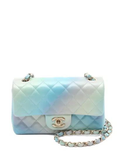Pre-owned Chanel 2021 Mini Matelasse Chain Bag In Blue
