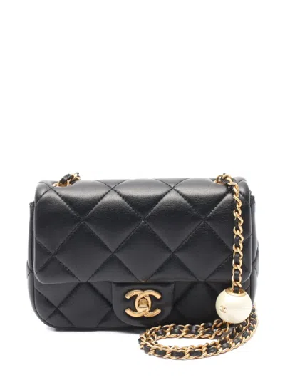 Pre-owned Chanel 2021 Mini Matelassé Crossbody Bag In Black