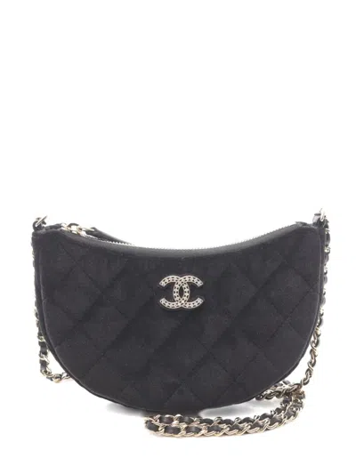 Pre-owned Chanel 2021 Mini Matelassé Shoulder Bag In Black