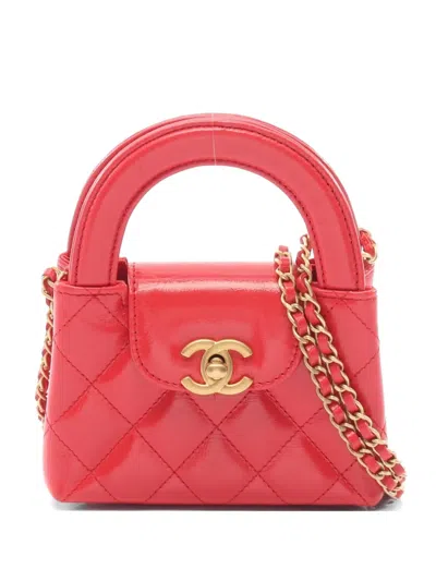 Pre-owned Chanel 2021 Mini Matelasse Tote Bag In Red