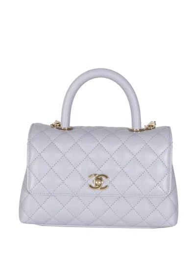 Pre-owned Chanel 2021 Mini Quilted Coco Bag In Purple