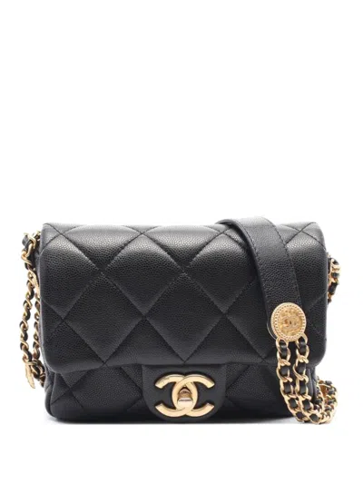 Pre-owned Chanel 2021 Mini Twist Your Buttons Shoulder Bag In Black