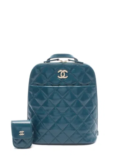Pre-owned Chanel 2021 My Pocket Matelassé Backpack In Blue