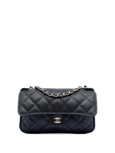 Pre-owned Chanel 2021 Nylon Graffiti Foldable Shopping In Caviar Flap Tote Bag In Black