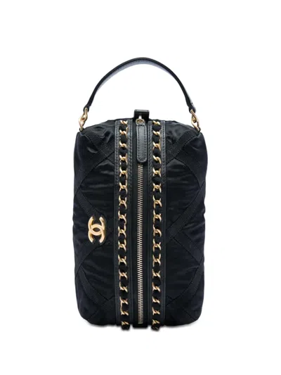 Pre-owned Chanel 2021 Nylon Grosgrain Lifestyle Pouch In Black