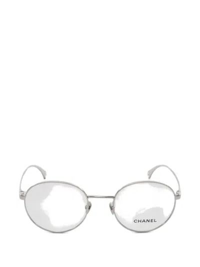 Pre-owned Chanel 2021 Oval-frame Glasses In Silver