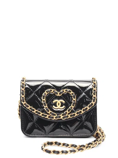 Pre-owned Chanel 2021 Patent-leather Mini Bag In Black