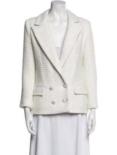 Pre-owned Chanel 2021 Plaid Print Blazer In White