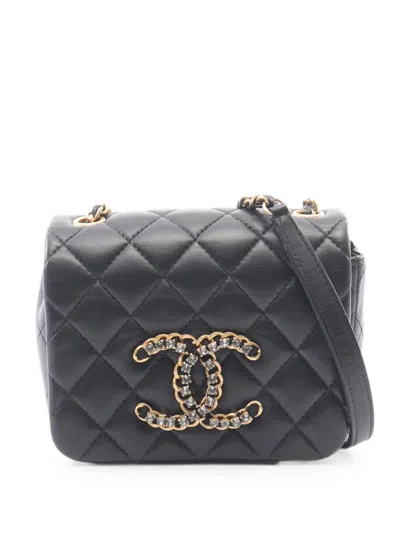 Pre-owned Chanel 2021 Quilted Chain-strap Mini Bag In Black