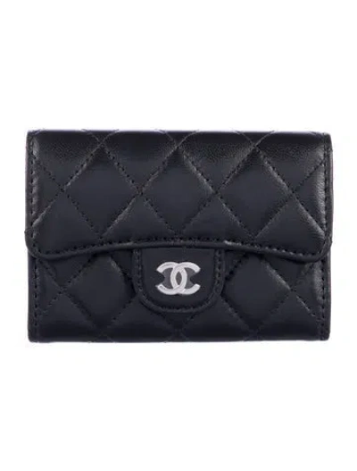 Pre-owned Chanel 2021 Quilted Flap Card Holder Card Holder In Black