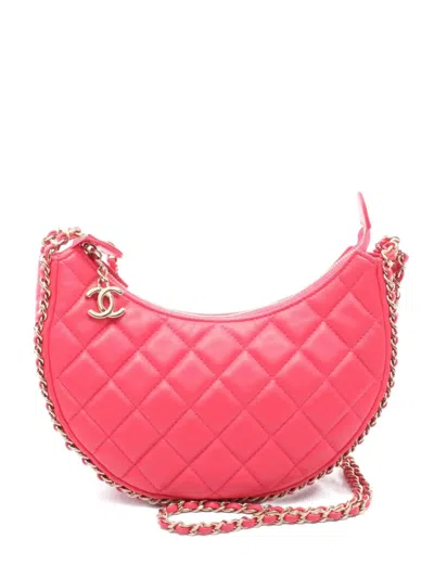 Pre-owned Chanel 2021 Quilted Half-moon Shoulder Bag In Pink